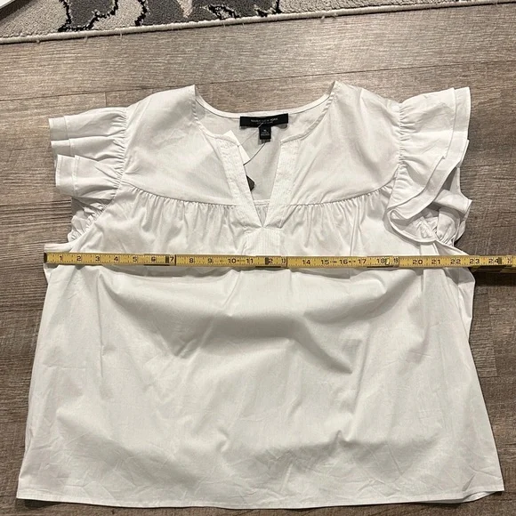 Marc New York White Ruffle flutter cap Sleeve baby doll Top size XL - Picture 8 of 9
